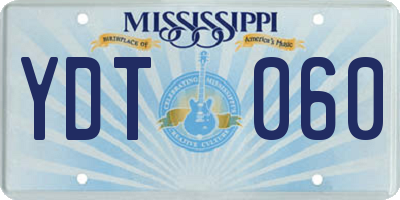 MS license plate YDT060