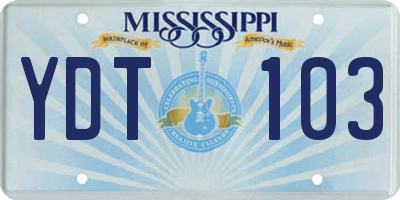 MS license plate YDT103