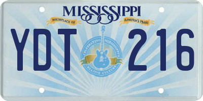 MS license plate YDT216