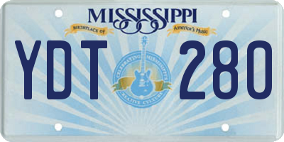 MS license plate YDT280