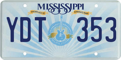 MS license plate YDT353