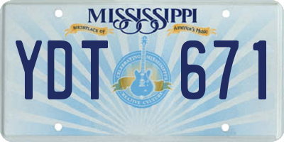 MS license plate YDT671