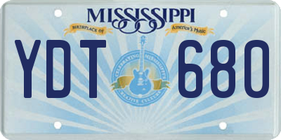 MS license plate YDT680