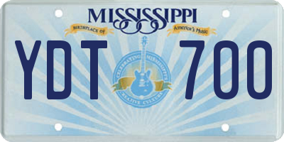 MS license plate YDT700