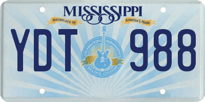 MS license plate YDT988