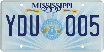 MS license plate YDU005