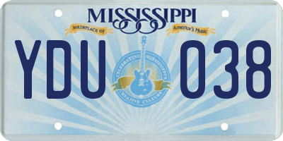 MS license plate YDU038