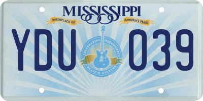 MS license plate YDU039