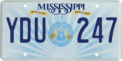 MS license plate YDU247