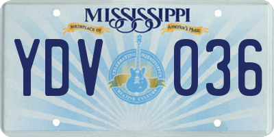 MS license plate YDV036