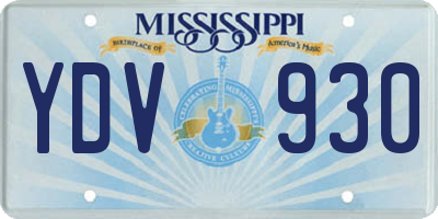 MS license plate YDV930