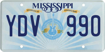 MS license plate YDV990