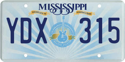 MS license plate YDX315