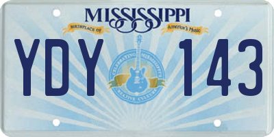 MS license plate YDY143