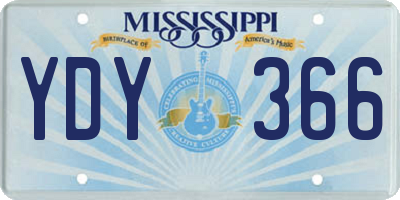 MS license plate YDY366