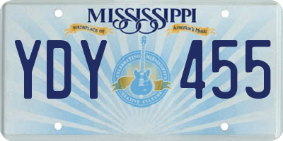 MS license plate YDY455