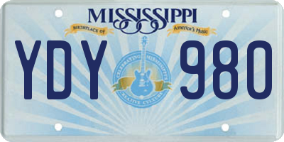 MS license plate YDY980