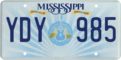 MS license plate YDY985