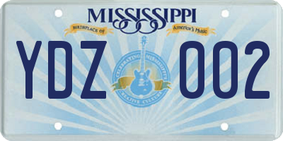 MS license plate YDZ002