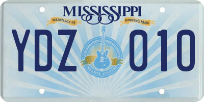 MS license plate YDZ010