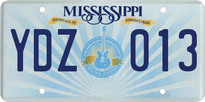 MS license plate YDZ013