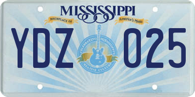 MS license plate YDZ025