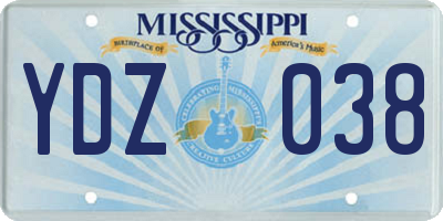 MS license plate YDZ038