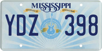 MS license plate YDZ398