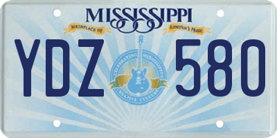 MS license plate YDZ580