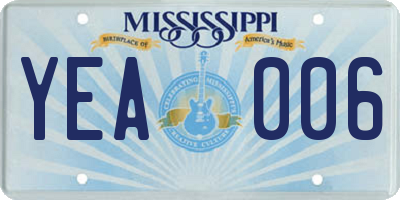 MS license plate YEA006