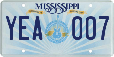 MS license plate YEA007