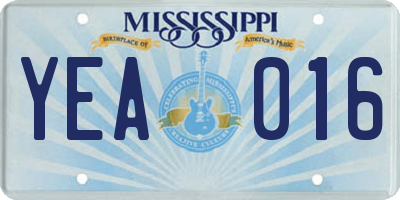 MS license plate YEA016