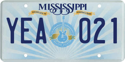 MS license plate YEA021