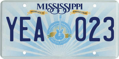 MS license plate YEA023