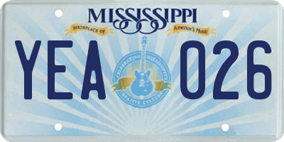 MS license plate YEA026