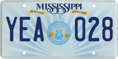 MS license plate YEA028