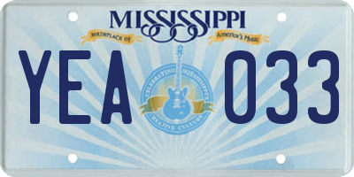 MS license plate YEA033