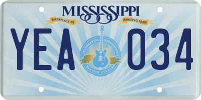 MS license plate YEA034