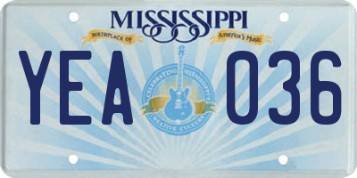 MS license plate YEA036