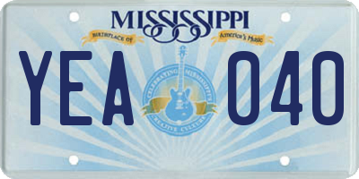 MS license plate YEA040
