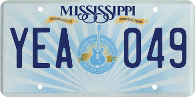 MS license plate YEA049