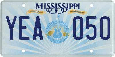 MS license plate YEA050