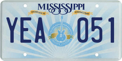 MS license plate YEA051