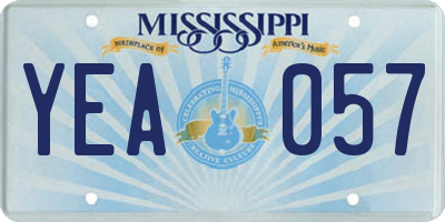 MS license plate YEA057