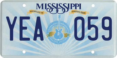 MS license plate YEA059
