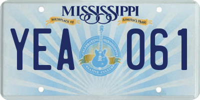 MS license plate YEA061