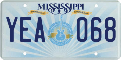 MS license plate YEA068