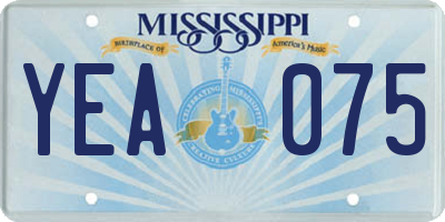 MS license plate YEA075