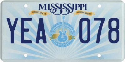 MS license plate YEA078