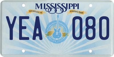 MS license plate YEA080